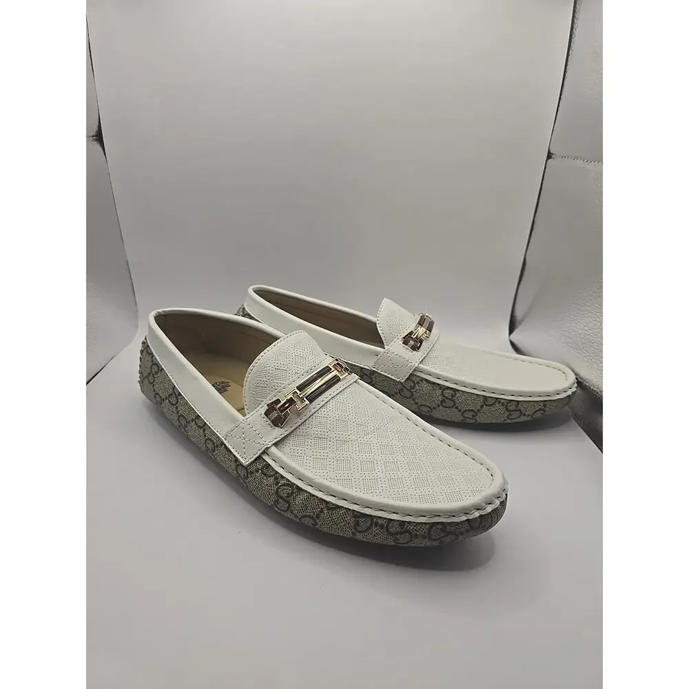 Royal Shoes Mens White-Beige Half Strap Loafers Size‎ US 11 EC